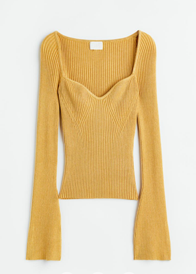 Жіночий светр з розширеними рукавами H&M (55728) XS Жовтий 55728 фото