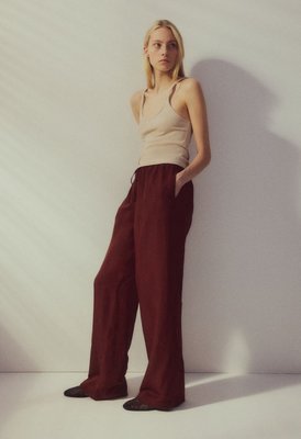 Жіночі стрейч-штани з лляної суміші Н&М (57139) XS Коричневі 57139 фото