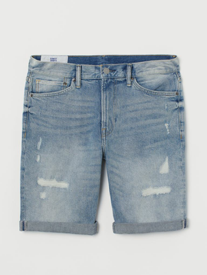 Мужские джинсовые шорты Slim fit H&M (55985) W31 Светло-синие 55985 фото