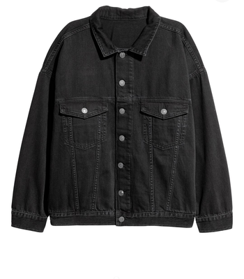 Женская джинсовая куртка оверсайз Н&М (56022) XS Черная 56022 фото