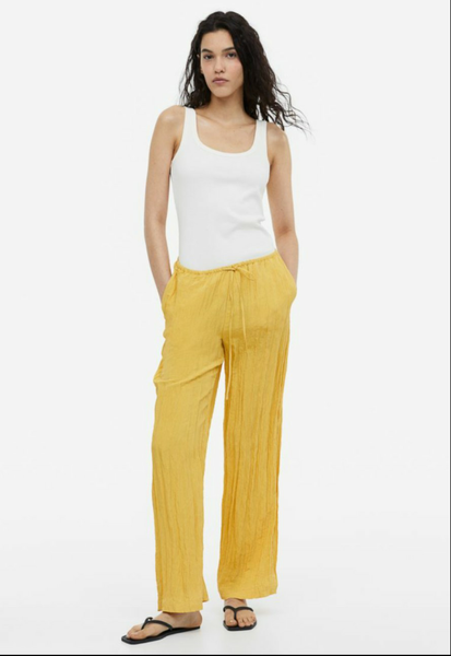 Жіночі широкі штани Н&М (55876) S Жовті 55876 фото