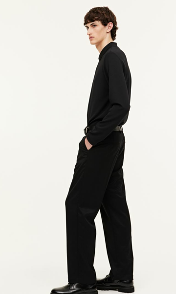 Чоловіча сорочка поло з довгими рукавами Slim Fit H&M (56550) S Чорна 56550 фото