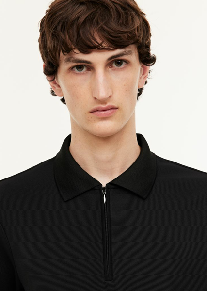 Чоловіча сорочка поло з довгими рукавами Slim Fit H&M (56550) S Чорна 56550 фото