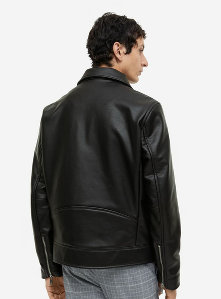 Чоловіча куртка з еко-шкіри Н&М (56378) М Чорна 56378 фото