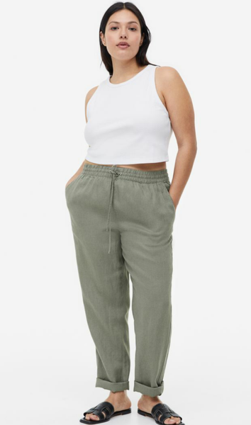 Жіночі лляні штани джогери Н&М (55929) XS Зелені 55929 фото