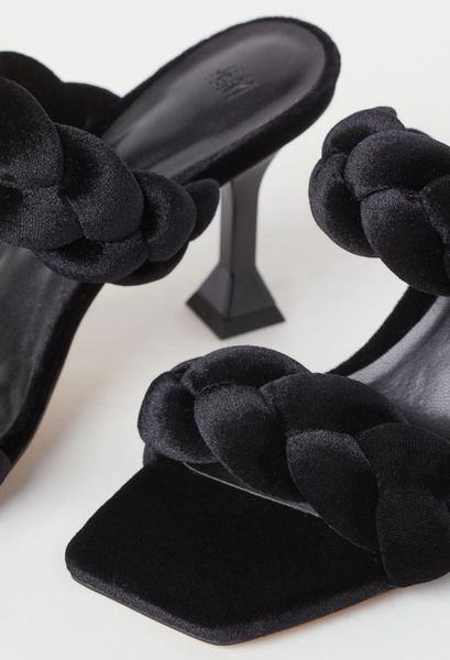 Жіночі велюрові босоніжки на підборах Н&М (80004) 36 Чорні 80004_36 фото