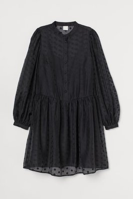 Женское платье с объемными рукавами H&M (77393) M Черное 77393 фото