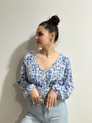 Жіноча блуза з довгим рукавом Н&М (56958) XS Блакитна 56958 фото