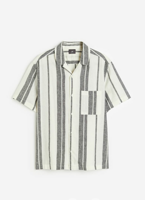 Льняная мужская рубашка Regular Fit H&M (55819) S Серая 55819 фото