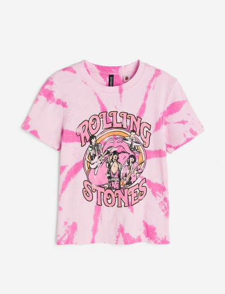 Жіноча футболка з принтом Rolling Stones H&M (55784) M Рожева 55784 фото