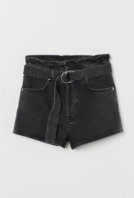 Жіночі джинсові шорти з поясом Н&М (56897) W38 Чорні 56897 фото