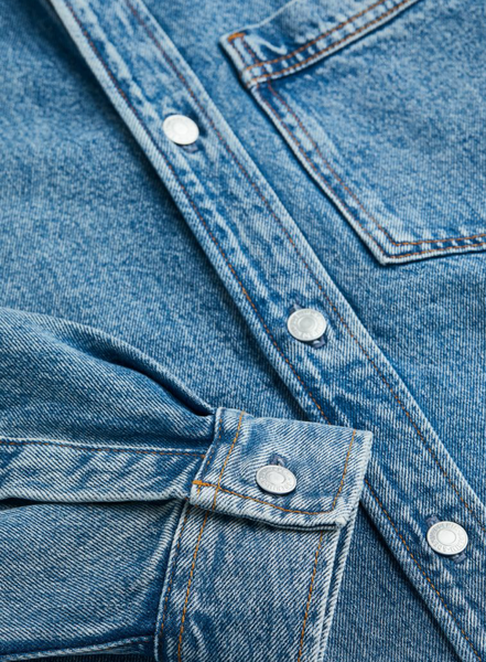 Чоловіча джинсова сорочка Н&М (56503) S Синя 56503 фото