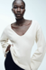 Жіночий светр з V-подібним вирізом Н&М (56344) XS Світло-бежева 56344 фото 1