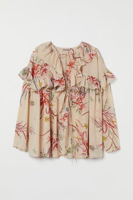 Женская блуза с воланами H&M (10195) XS Бежевая 10195 фото