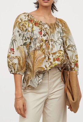 Жіноча бавовняна блуза Н&М (57053) S Світло-бежева  57053 фото