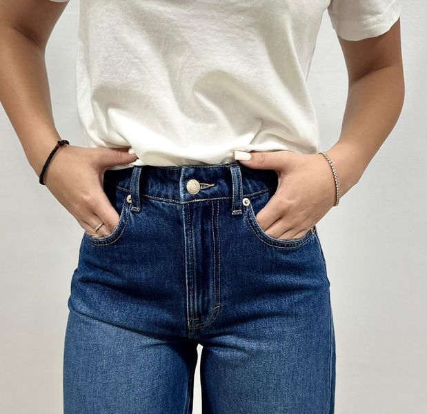 Женские шорты бермуды High waist H&M (58480) W34 Темно-синие 58480 фото