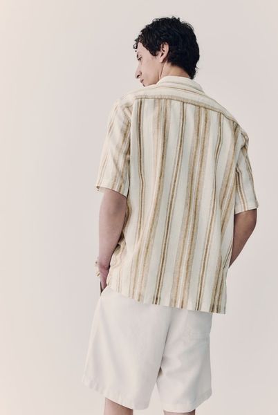 Чоловіча курортна сорочка Regular Fit з лляної суміші Н&М (57010) S Бежева 57010 фото