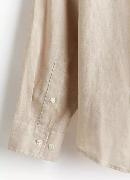 Мужская рубашка из льняной смеси Loose fit H&M (57637) M Бежева 57637- фото