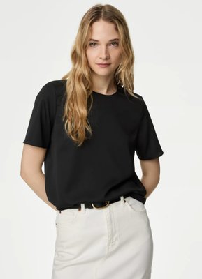 Жіноча атласна блузка з круглим вирізом M&S (57144) S Чорна 57144 фото