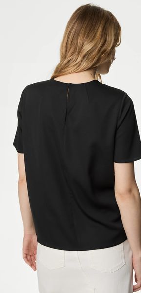 Женская атласная блузка с круглым вырезом M&S (57144) M Черная 57144_12 фото