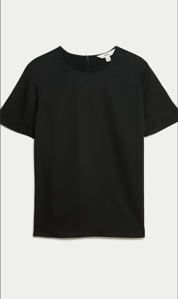 Женская атласная блузка с круглым вырезом M&S (57144) M Черная 57144_12 фото