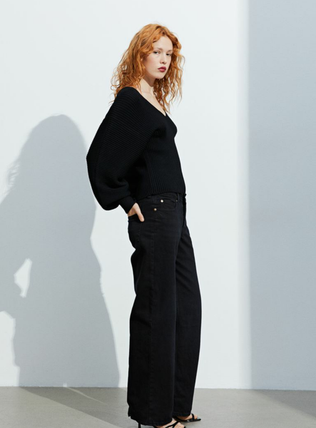 Женские джинсы Wide Regular H&M (56183) W36 Черные 56183 фото