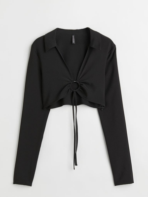 Жіночий кроп-топ з коміром H&M (10296) M Чорний 10296 фото
