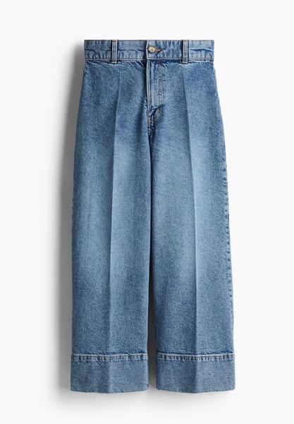 Женские широкие укороченные джинсы Wide High waist H&M (58134) W38 Синие 58134_ 38 фото