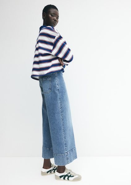 Женские широкие укороченные джинсы Wide High waist H&M (58134) W38 Синие 58134_ 38 фото