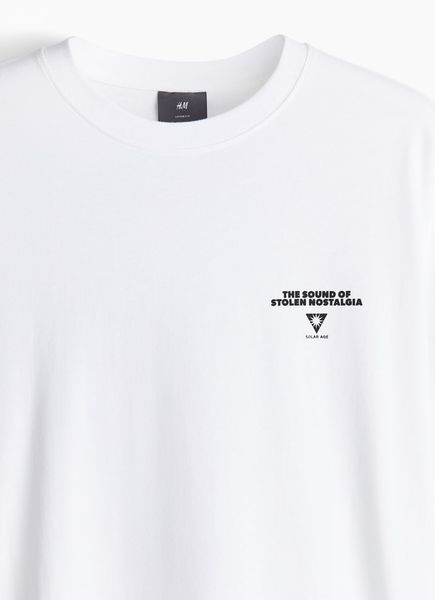 Мужская футболка с принтом Loose Fit H&M (58068) M Белая 58068_ фото