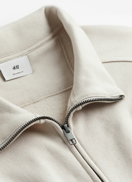 Мужская спортивная кофта Relaxed Fit H&M (56484) S Светло-бежевая 56484 фото