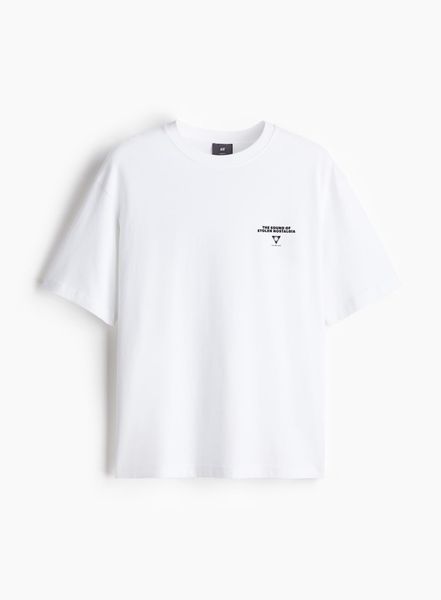 Мужская футболка с принтом Loose Fit H&M (58068) M Белая 58068_ фото