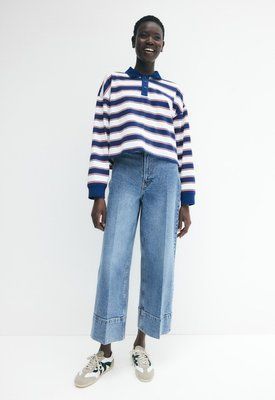 Жіночі широкі укорочені джинси Wide High waist H&M (58134) W38 Сині 58134_ 38 фото