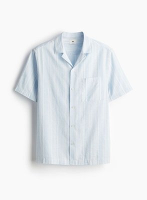 Чоловіча курортна сорочка Regular Fit з лляної суміші Н&М (57011) M Блакитна 57011 фото