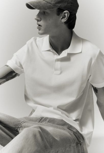 Чоловіча футболка поло Regular Fit H&M (58448) L Біла 58448_L фото
