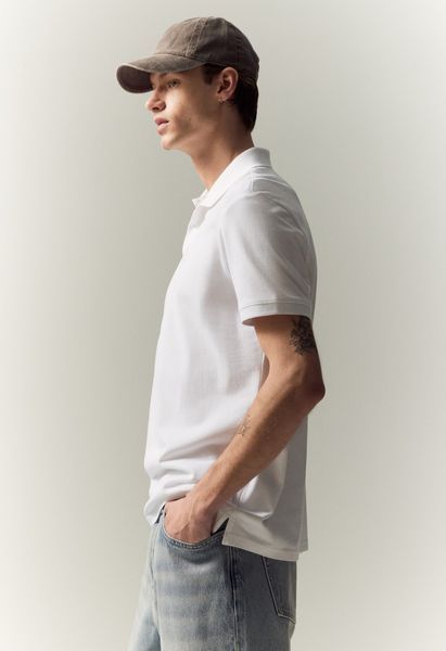 Чоловіча футболка поло Regular Fit H&M (58448) L Біла 58448_L фото