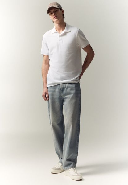 Чоловіча футболка поло Regular Fit H&M (58448) L Біла 58448_L фото