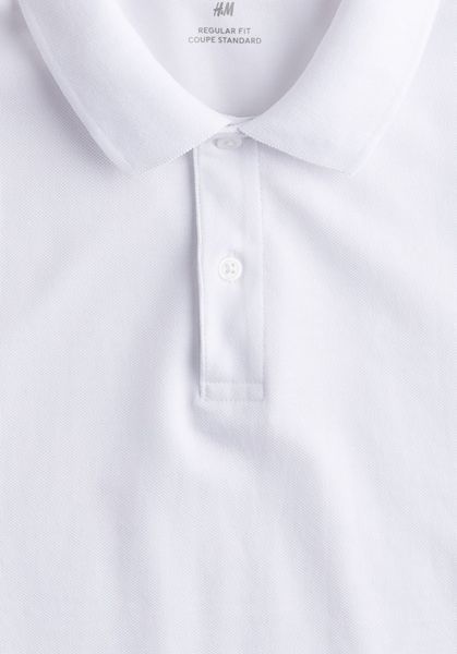 Чоловіча футболка поло Regular Fit H&M (58448) L Біла 58448_L фото