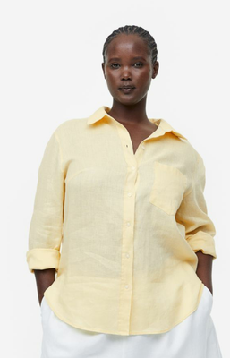 Жіноча лляна сорочка Н&М(55839) XS Жовта 55839 фото