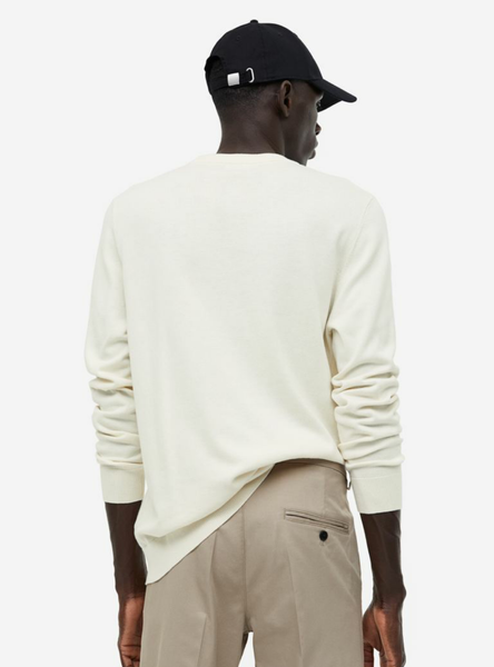 Чоловічий джемпер Slim Fit H&M (56302) XL Молочний 56302_xl фото