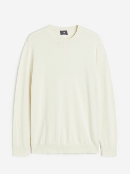 Чоловічий джемпер Slim Fit H&M (56302) XL Молочний 56302_xl фото