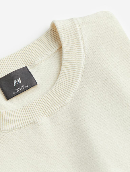 Чоловічий джемпер Slim Fit H&M (56302) XL Молочний 56302_xl фото