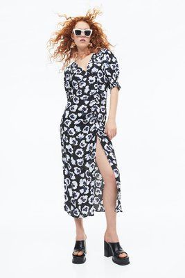 Жіноча довга сукня з розпіркою H&M (54336) M Чорна 54336 фото