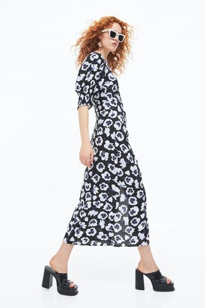 Жіноча довга сукня з розпіркою H&M (54336) M Чорна 54336 фото