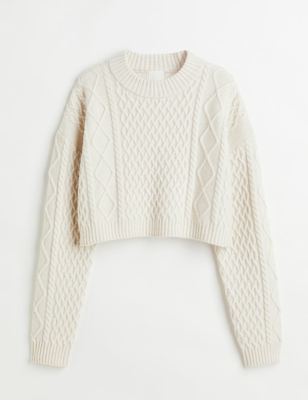 Жіночий светр з візерунком з кіс Н&М (56411) М Білий 56411_м фото