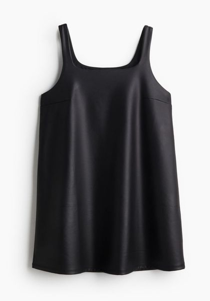 Женское платье прямого кроя из эко-кожи Н&М (57373) XS Черное 57373 фото