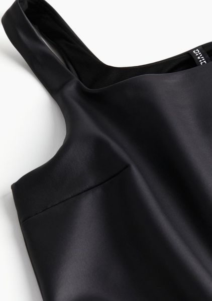 Женское платье прямого кроя из эко-кожи Н&М (57373) XS Черное 57373 фото