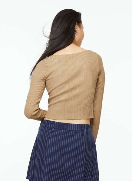 Жіночий топ з глибоким вирізом H&M (55658) M Бежевий 55658 фото