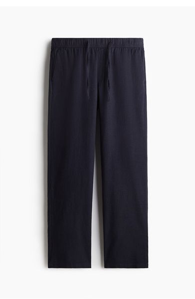 Чоловічі лляні штани Relaxed Fit H&M (58449) S Темно-сині 58449 фото