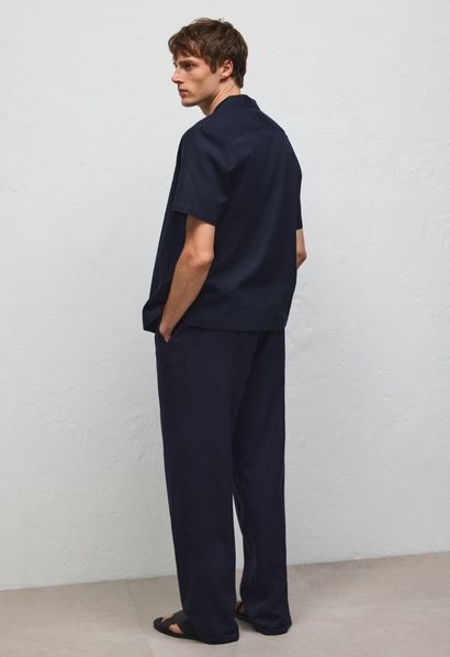 Чоловічі лляні штани Relaxed Fit H&M (58449) S Темно-сині 58449 фото